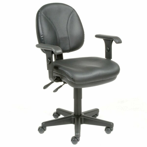 Interion By Global Industrial Interion Task Chair With Arms With Mid Back & Adjustable Arms, Leather, Black 506795